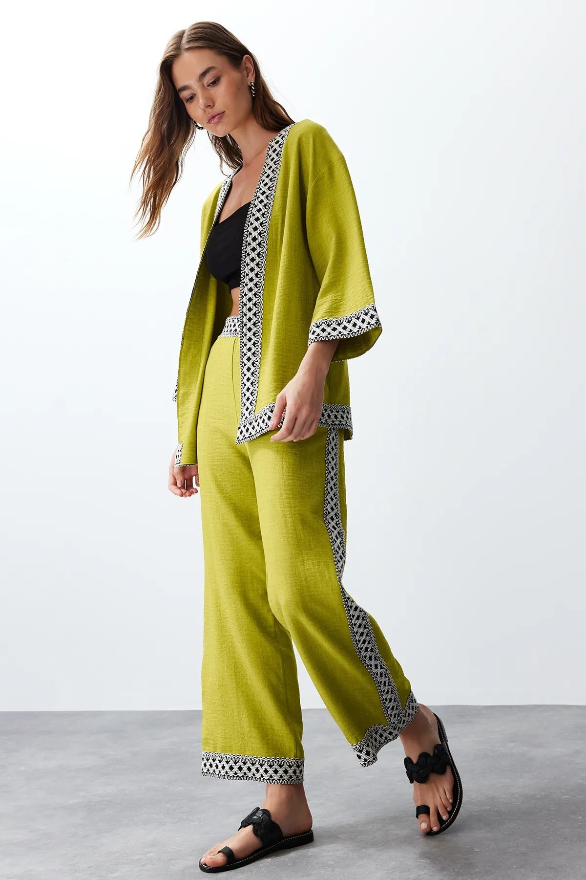 Oil Green Kimono Set
