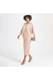 All-Over Pleated V-Neck Dress With Extendable Sleeves