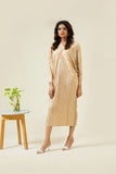 All-Over Pleated V-Neck Dress With Extendable Sleeves
