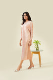 All-Over Pleated V-Neck Dress With Extendable Sleeves