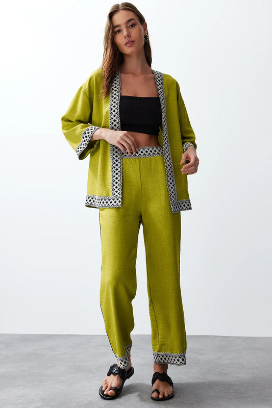 Oil Green Kimono Set