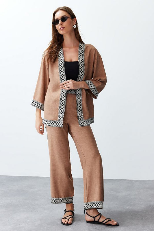 Beige Kimono Set