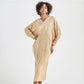 All-Over Pleated V-Neck Dress With Extendable Sleeves