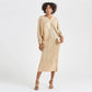 All-Over Pleated V-Neck Dress With Extendable Sleeves