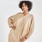 All-Over Pleated V-Neck Dress With Extendable Sleeves