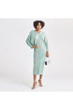 All-Over Pleated V-Neck Dress With Extendable Sleeves