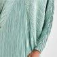 All-Over Pleated V-Neck Dress With Extendable Sleeves