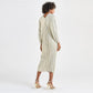 All-Over Pleated V-Neck Dress With Extendable Sleeves