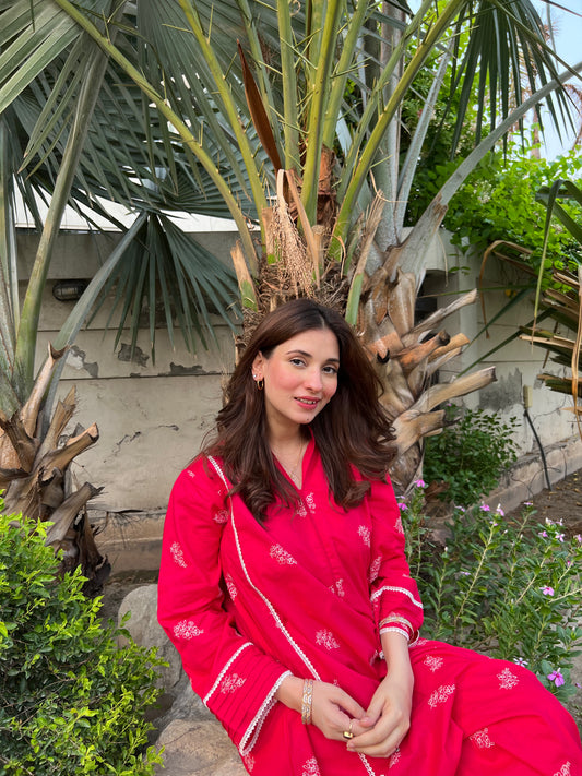 2PC Multi Embroidered Qalidar Set